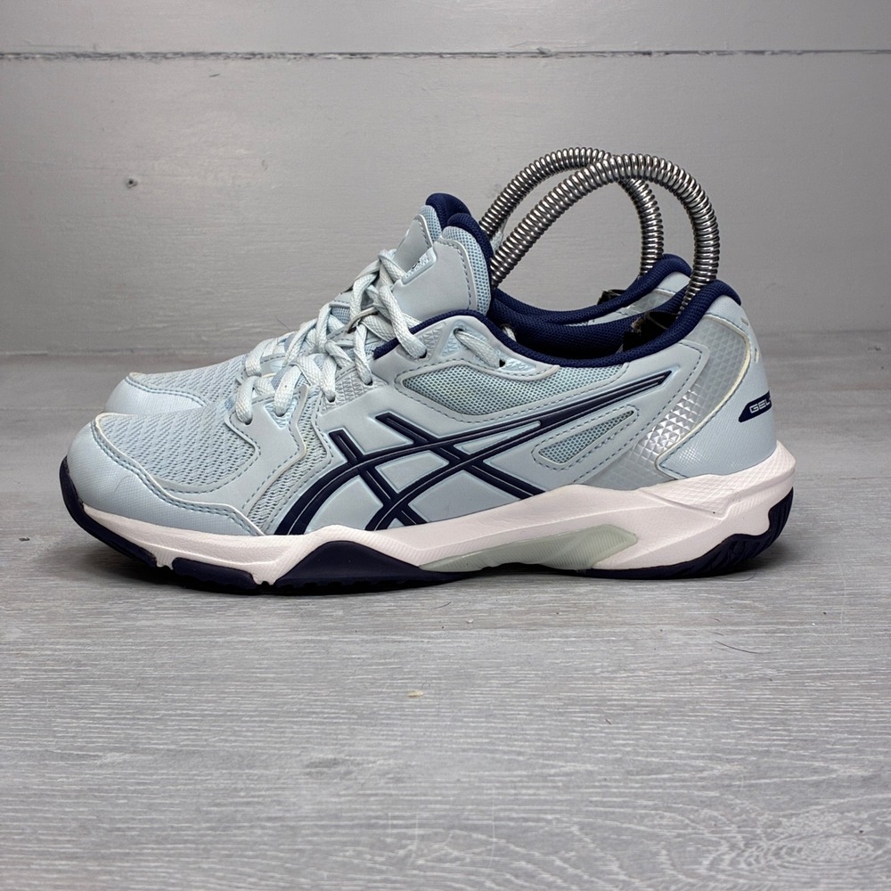 Asics Gel-Rocket 10 Volleyball Shoes Womens 7 Light Blue Navy 1072A056 Indoor